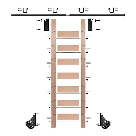 Meadow Lane Ladder 92 in. Un-Finished Oak Black Hook with 8 ft. Rail Kit EG.300-92RO-08.08